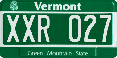 VT license plate XXR027
