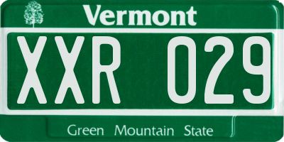 VT license plate XXR029