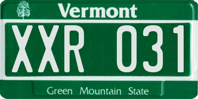 VT license plate XXR031