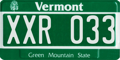 VT license plate XXR033