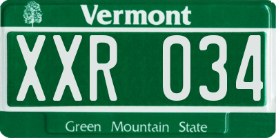 VT license plate XXR034