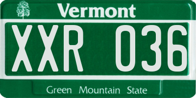VT license plate XXR036