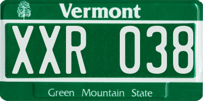 VT license plate XXR038