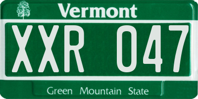 VT license plate XXR047