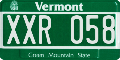VT license plate XXR058
