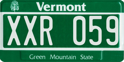 VT license plate XXR059