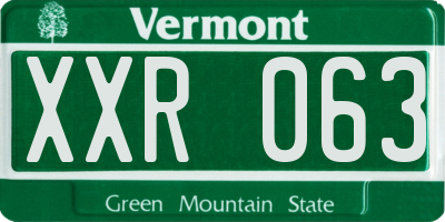 VT license plate XXR063