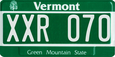 VT license plate XXR070