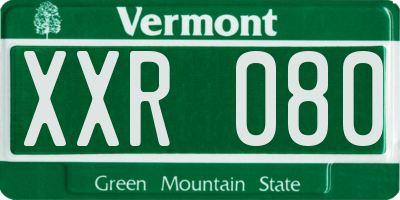 VT license plate XXR080