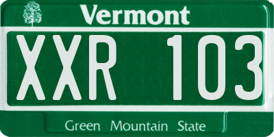 VT license plate XXR103