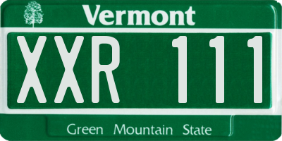 VT license plate XXR111