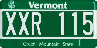 VT license plate XXR115