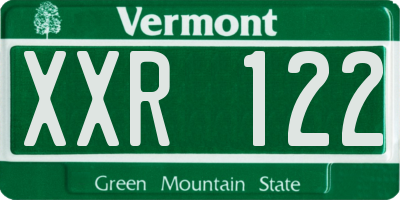 VT license plate XXR122