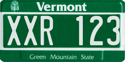 VT license plate XXR123