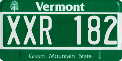 VT license plate XXR182