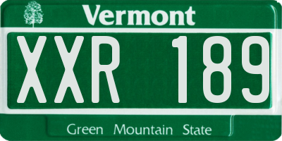 VT license plate XXR189
