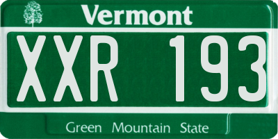 VT license plate XXR193