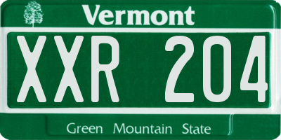 VT license plate XXR204