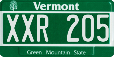 VT license plate XXR205