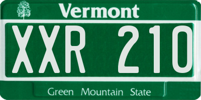 VT license plate XXR210