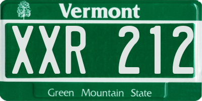 VT license plate XXR212