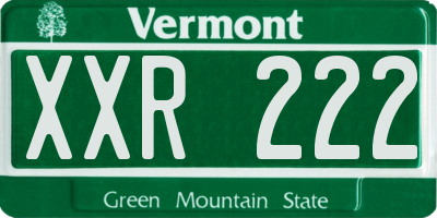 VT license plate XXR222