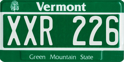 VT license plate XXR226