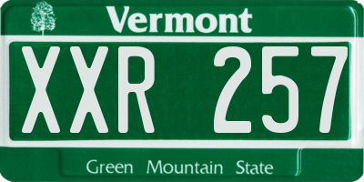 VT license plate XXR257