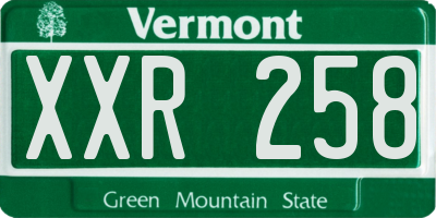 VT license plate XXR258