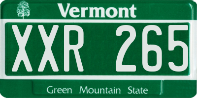 VT license plate XXR265