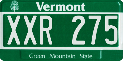 VT license plate XXR275