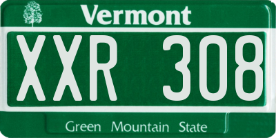 VT license plate XXR308
