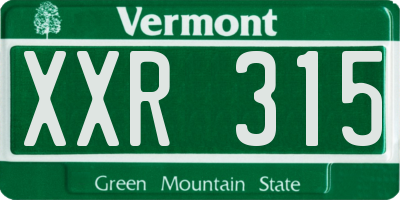 VT license plate XXR315