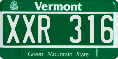 VT license plate XXR316