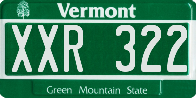 VT license plate XXR322