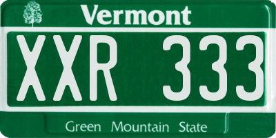VT license plate XXR333