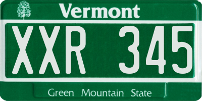 VT license plate XXR345