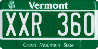 VT license plate XXR360