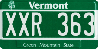 VT license plate XXR363