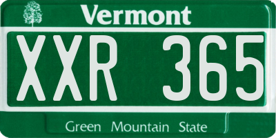 VT license plate XXR365