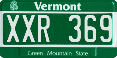 VT license plate XXR369