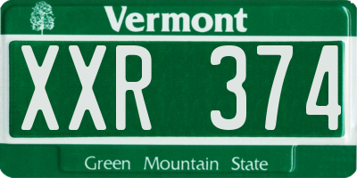 VT license plate XXR374