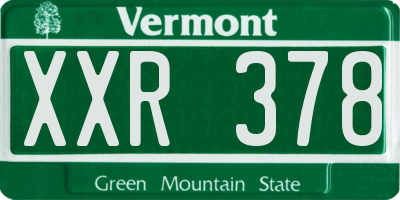 VT license plate XXR378
