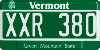 VT license plate XXR380