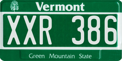 VT license plate XXR386