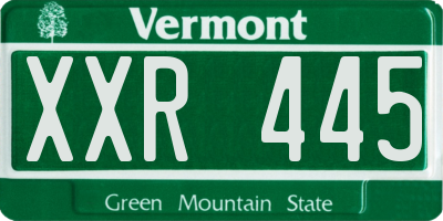 VT license plate XXR445