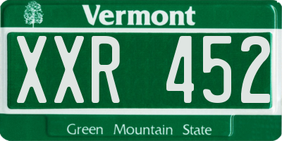 VT license plate XXR452