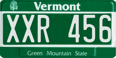 VT license plate XXR456
