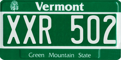 VT license plate XXR502