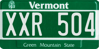 VT license plate XXR504